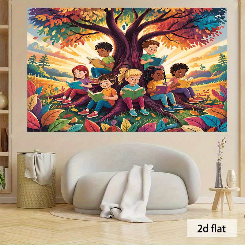Kids Education Nursery - Tapiz Decorativo 2D Plano, Ilustración Educativa