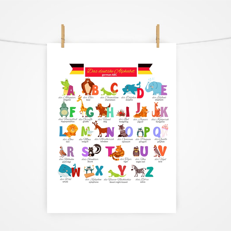 Kids Education Nursery - Alfabeto alemán con animales, guardería sobre