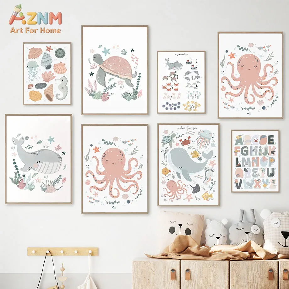 Kids Education Nursery - AZNM - Lienzo decorativo de pared